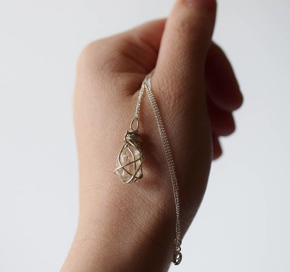 Diamond Necklace, Sterling Silver Raw Diamond Necklace, Rough Diamond Ne… - Picture 1 of 5